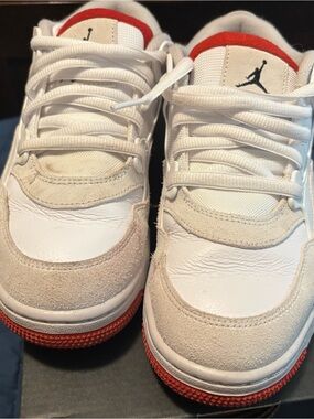 Jordan Kids White and Red Low-Top Sneakers with Black Jumpman size youth 7